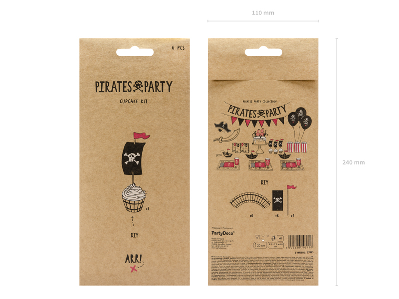 Piraten Cupcake / Muffin Set, 6 Stk.