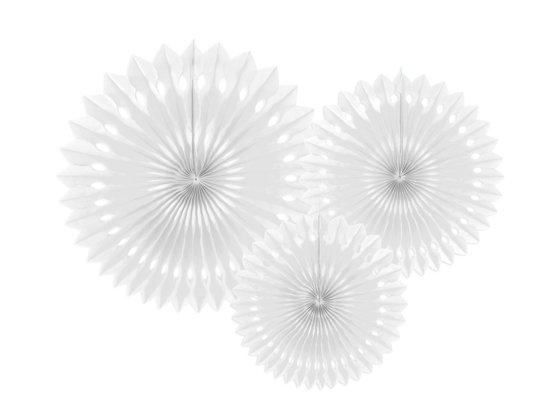Fächer mit Ausstanzungen -  Weiß, 20 - 30cm, 3er Set