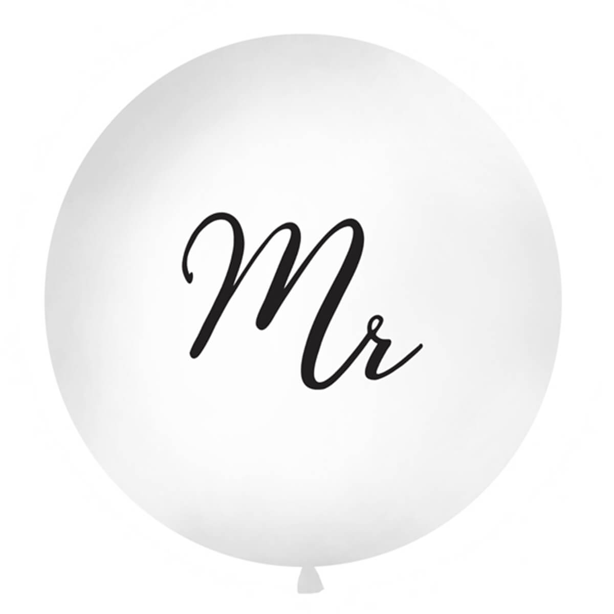 XXL Ballon 1m Ø, Mr, Weiß / Schwarz