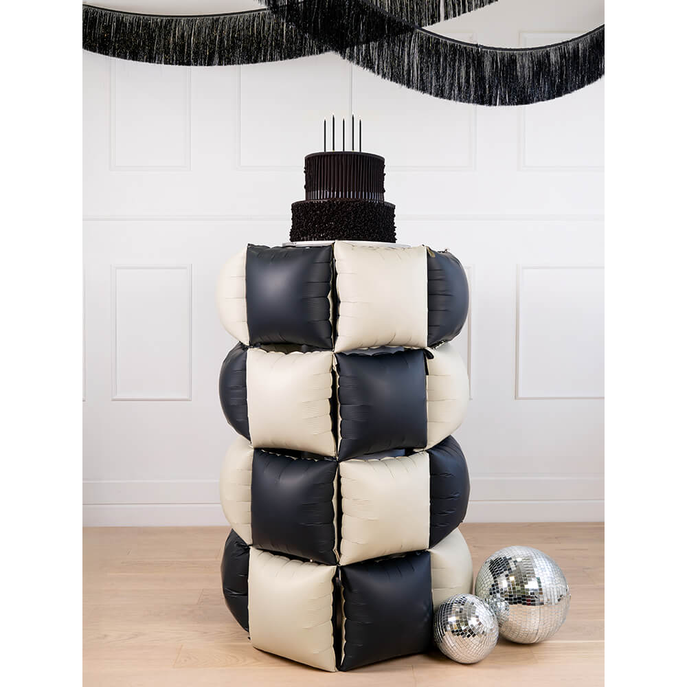 Folienballon Vorhang - 35 x 35 cm - doppelseitig Schwarz-Beige 4 Stk.