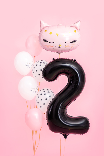 Folienballon Zahl 2, Schwarz 86cm