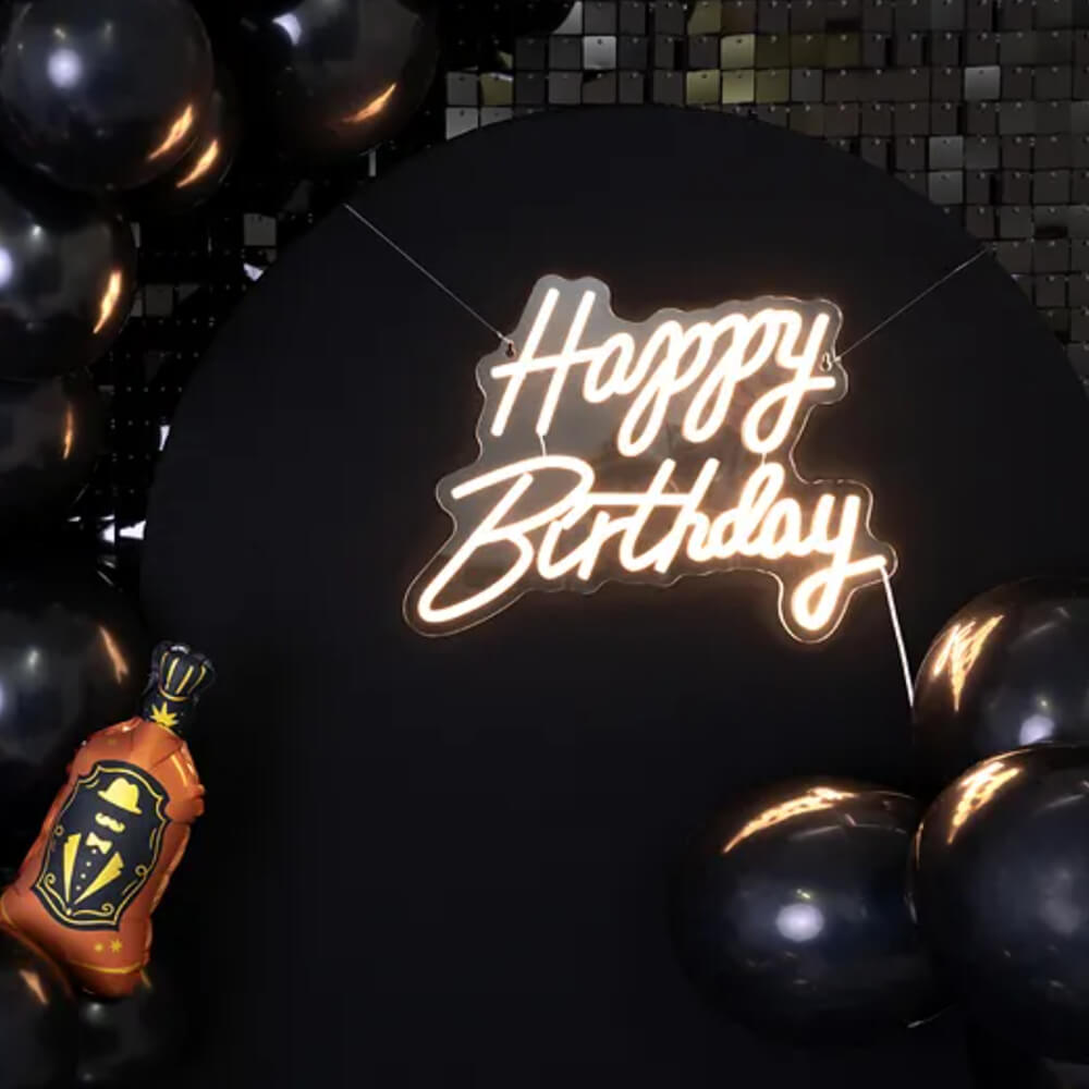 LED Neon Schriftschild - Happy Birthday, Weiß