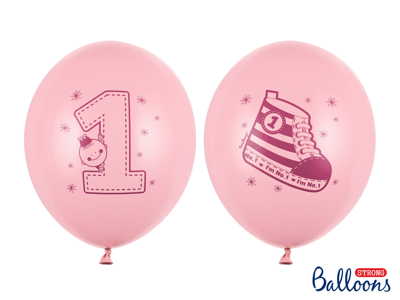 Luftballon Pink Nummer 1 mit Sneaker 30cm, 6 Stk