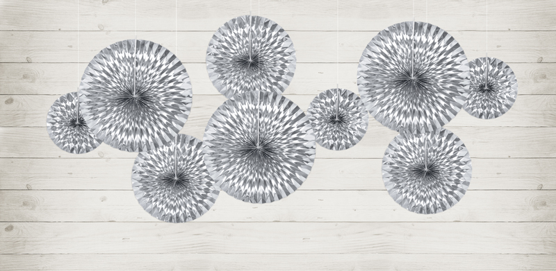 Fächer - Silber, 23 - 40 cm, 3er Set