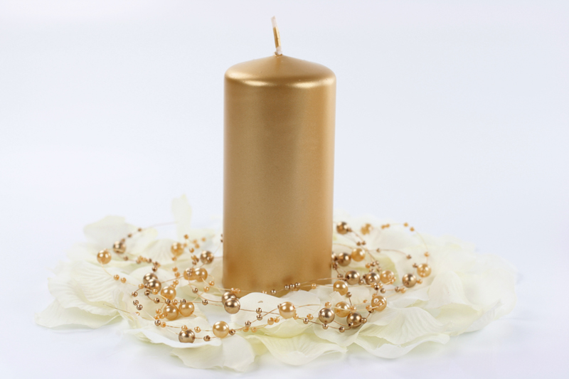 Stumpenkerze, Metallic Gold, 12 x 6 cm - 6er Set