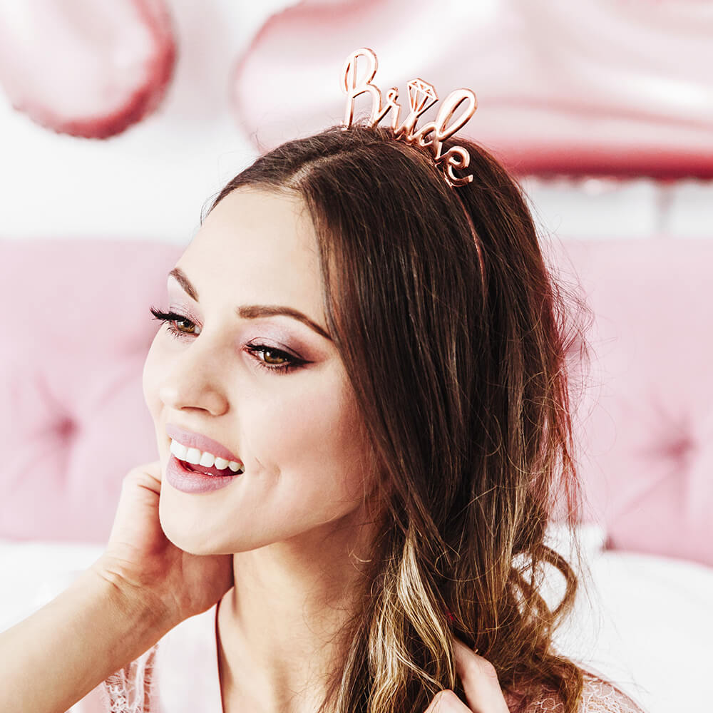 Haarreifen aus Metall, Bride, roségold