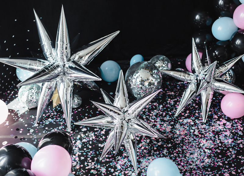Folienballon Silver Star 3D, 95cm