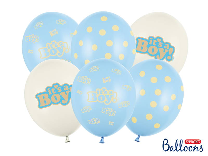 Luftballons It is a Boy Blau / Weiß 30cm, 6 Stk