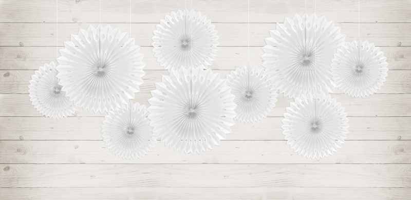 Fächer mit Ausstanzungen -  Weiß, 20 - 30cm, 3er Set
