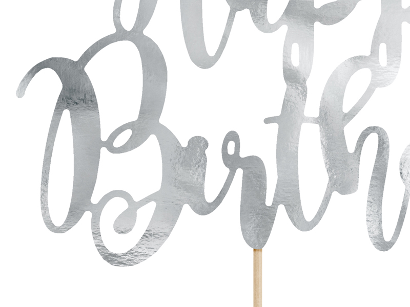 Tortenaufsatz Happy Birthday, silber 22,5 cm