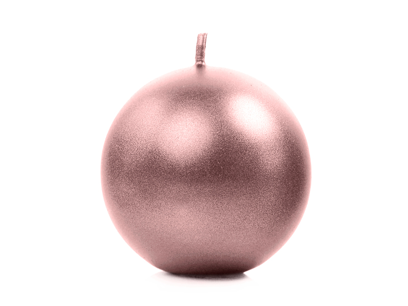 Kugelkerze, Metallic Roségold, 6 cm - 10er Set