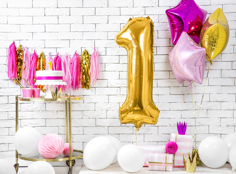 Folienballon Zahl 1, Gold 86cm