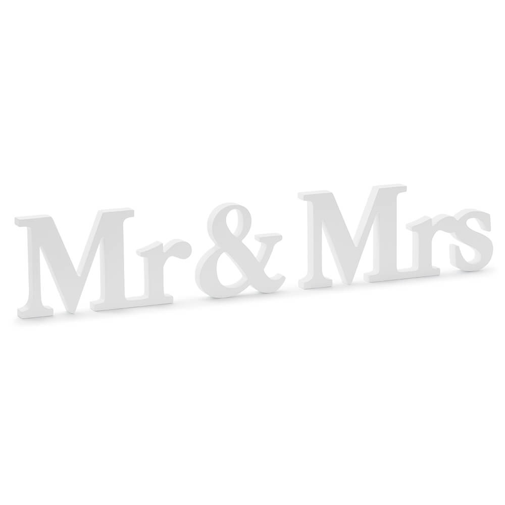 Schriftzug aus Holz, Mr und Mrs, weiß, 50 x 9,5cm