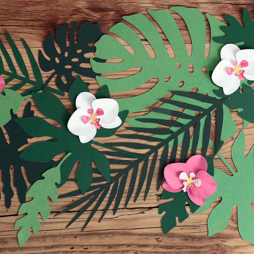 Dekoration Set Aloha - tropische Blätter, 21-teilig, Grün