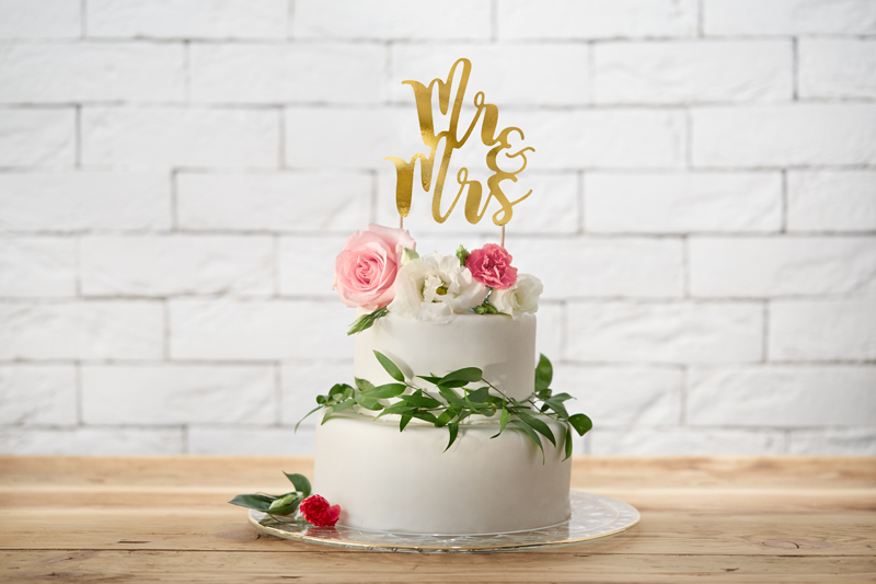Tortenaufsatz Mr & Mrs, Gold, 25,5 cm