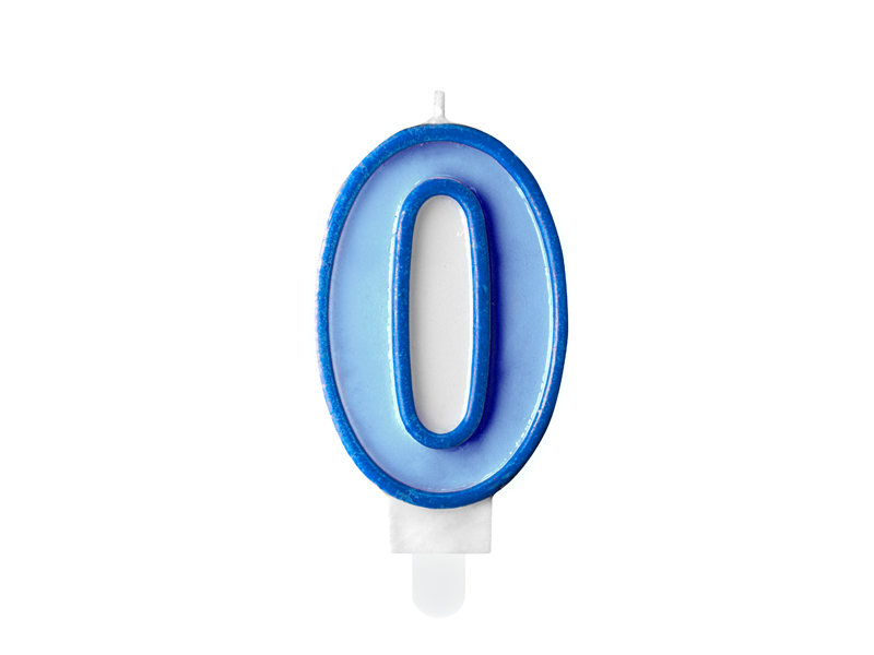 Geburtstagskerze Nummer 0, blau 7cm