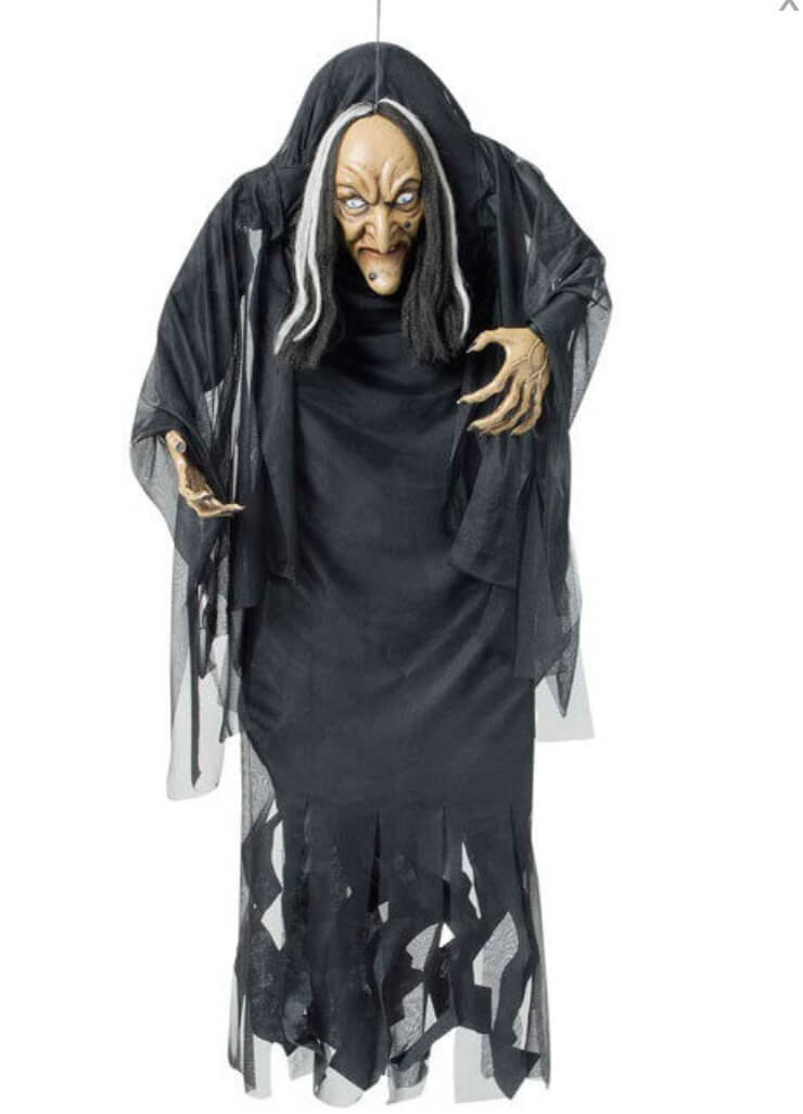 Hexe, Hängedeko, schwarz-weiss, 140 cm