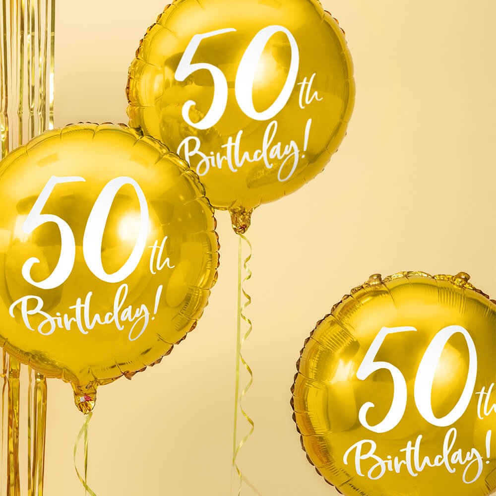 Folienballon 50th Birthday Gold, 45 cm