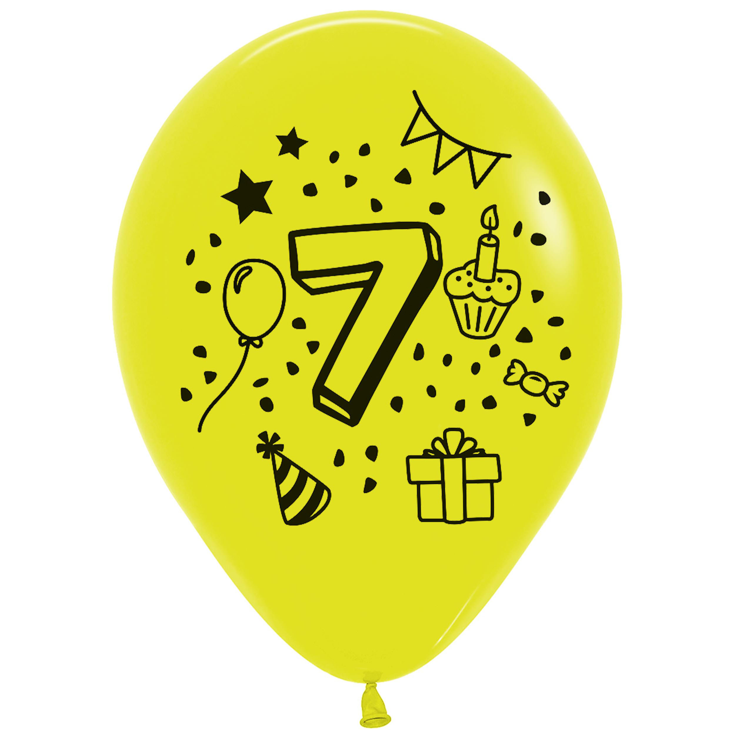 7x Luftballon Zahl 7 bunt Ø 30 cm