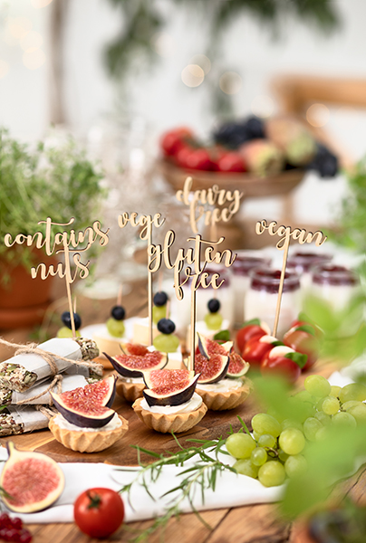 Buffet Spieße mit Schrift, 14,5-16 cm, 5er Set