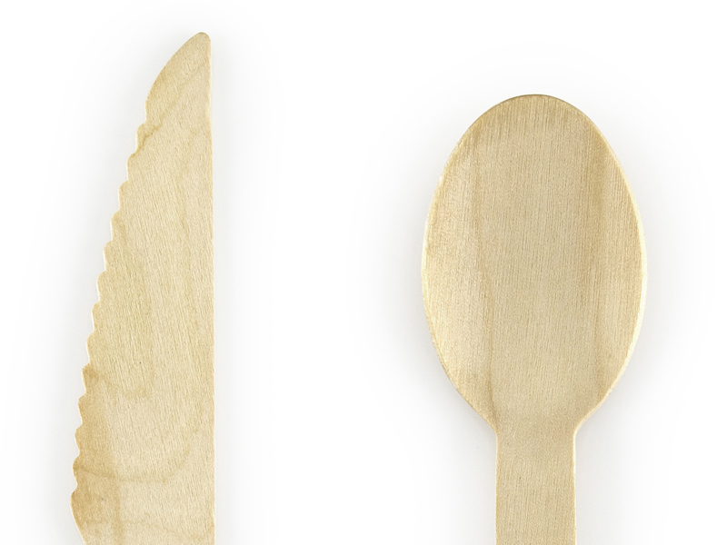 Holzbesteck Set Hellrosa, 18 Teilig