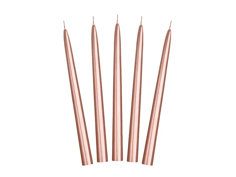 Stabkerze, Metallic Roségold, 24 cm - 10er Set
