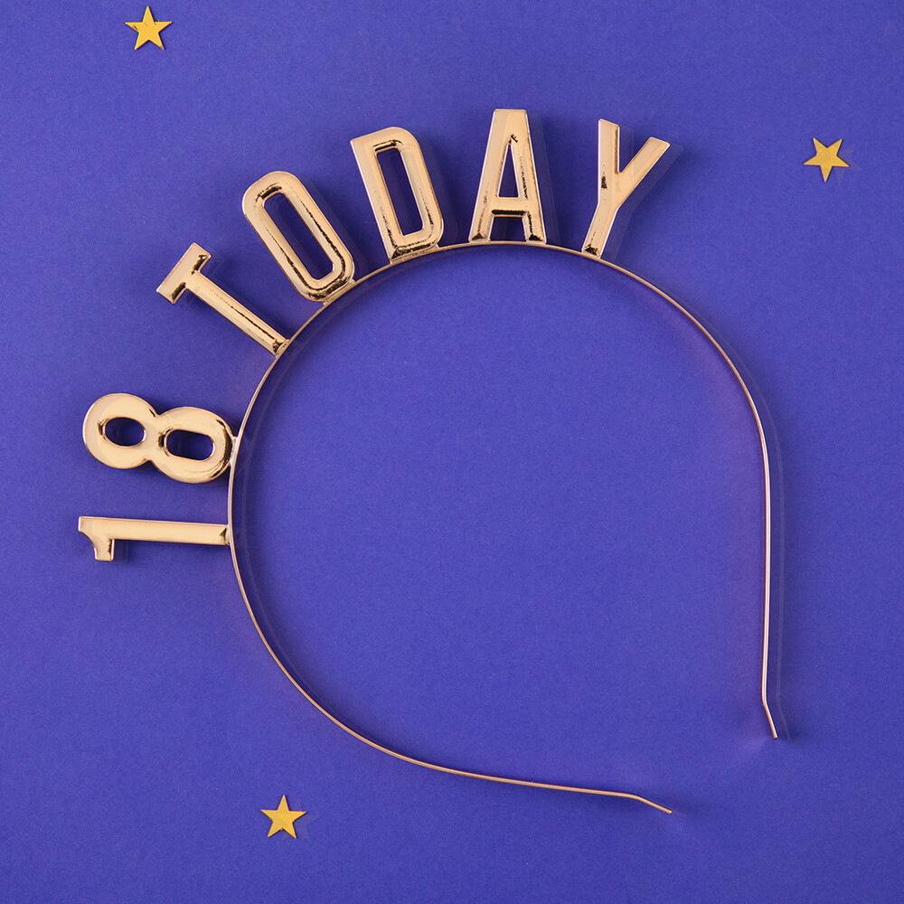 Haarreif „18 TO DAY“ aus Metall, gold