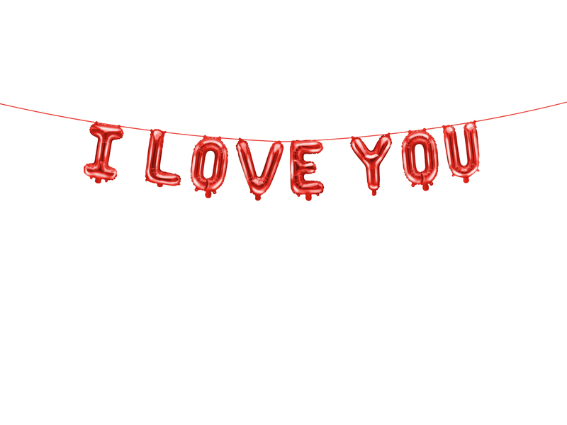 Folienballon-Girlande, I Love You , rot metallic, 260 x 40cm