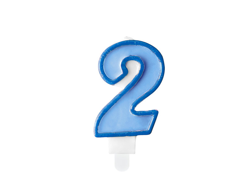 Geburtstagskerze Nummer 2, blau 7cm