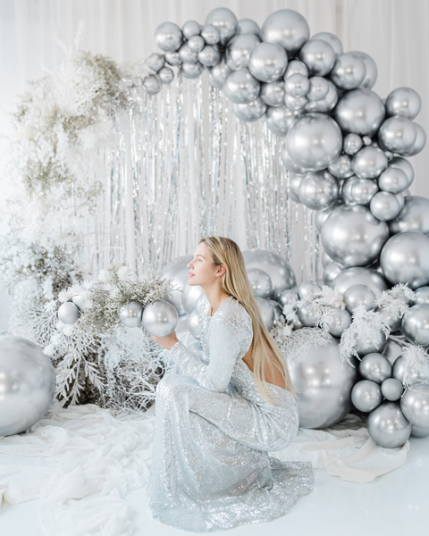 Rundballon Glossy Silber, 60cm