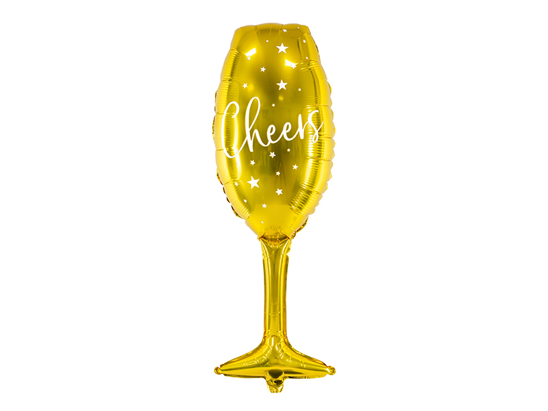 Folienballon Sektglas, 28 x 80 cm, Gold