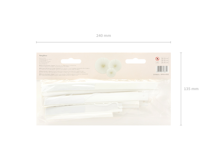 Fächer - Weiß, 20 - 40cm, 3er Set