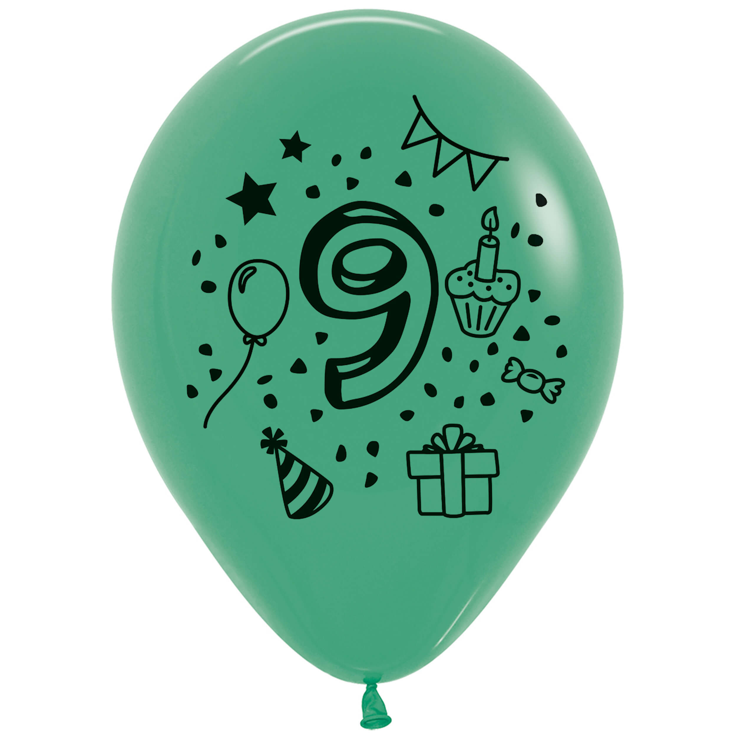 7x Luftballon Zahl 9 bunt Ø 30 cm