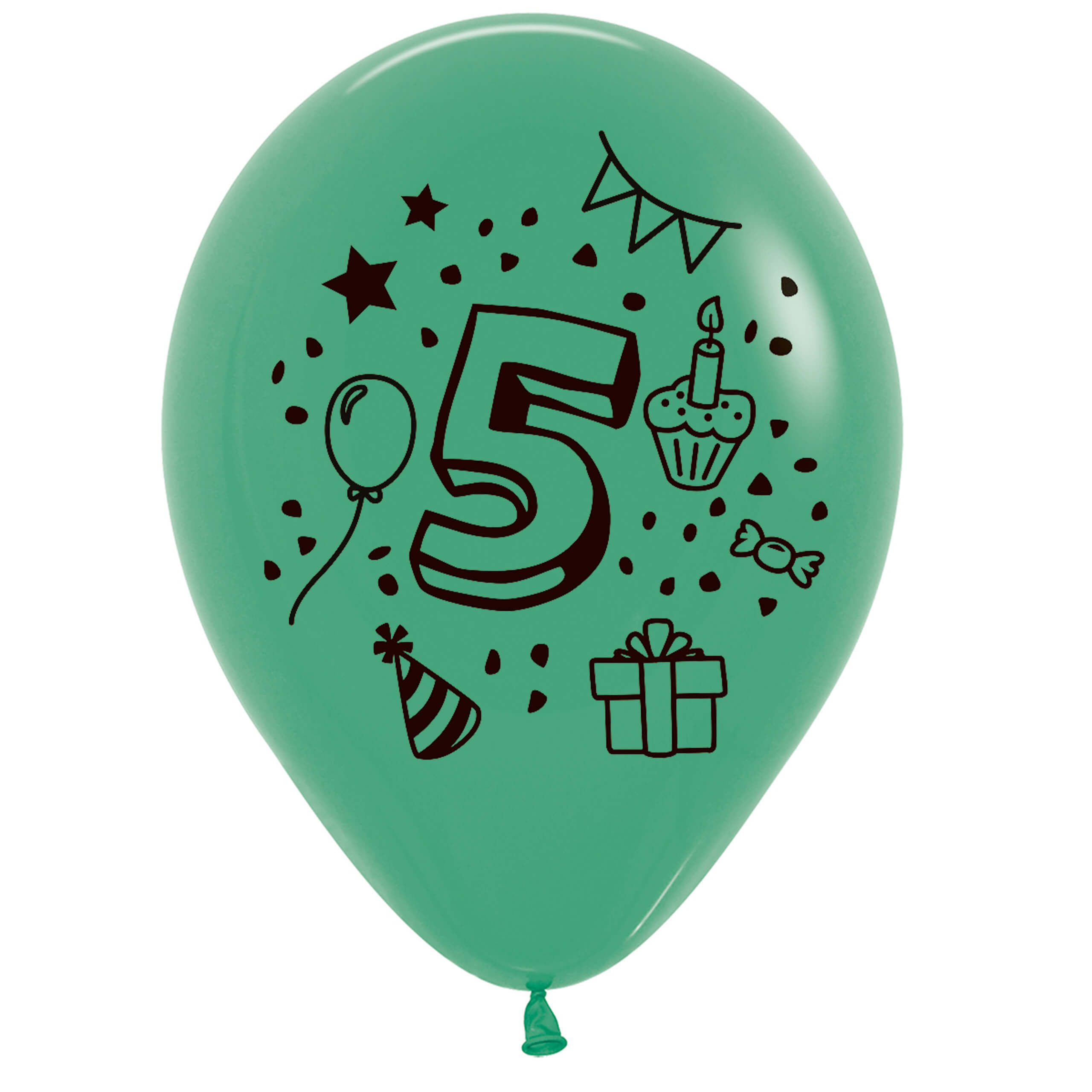 7x Luftballon Zahl 5 bunt Ø 30 cm