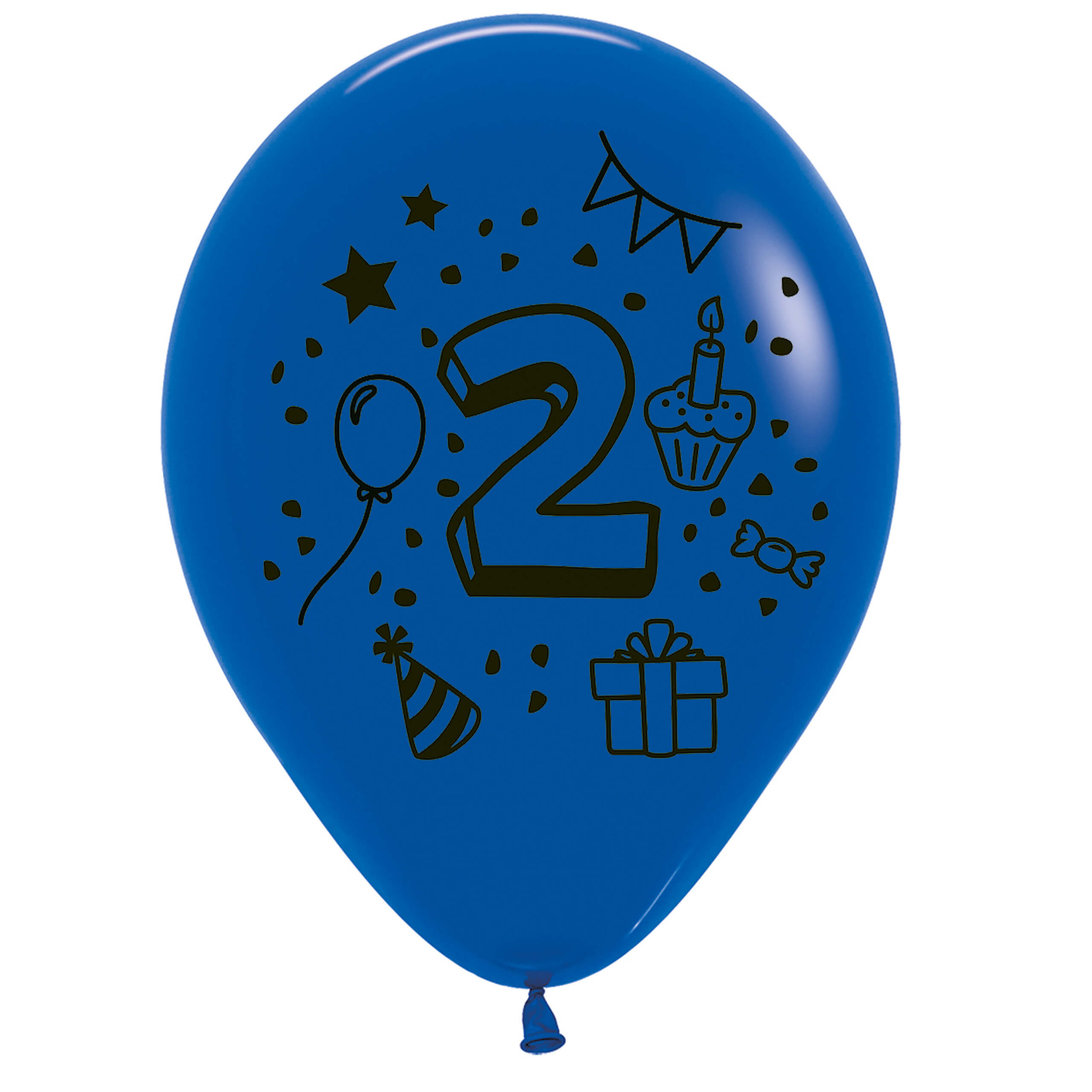 7x Luftballon Zahl 2 bunt Ø 30 cm