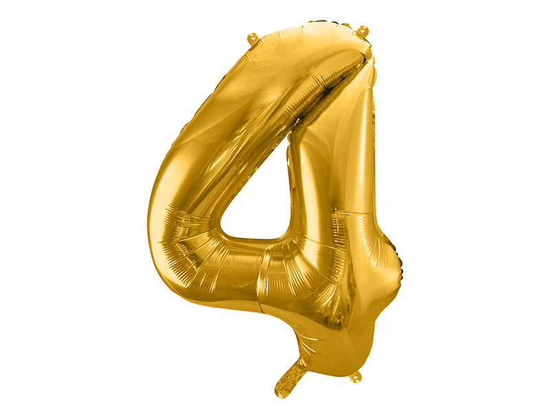 Folienballon Zahl 4, Gold 86cm