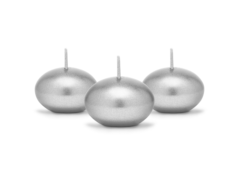 Schwimmkerze Metallic Silber, 4 cm - 50er Set
