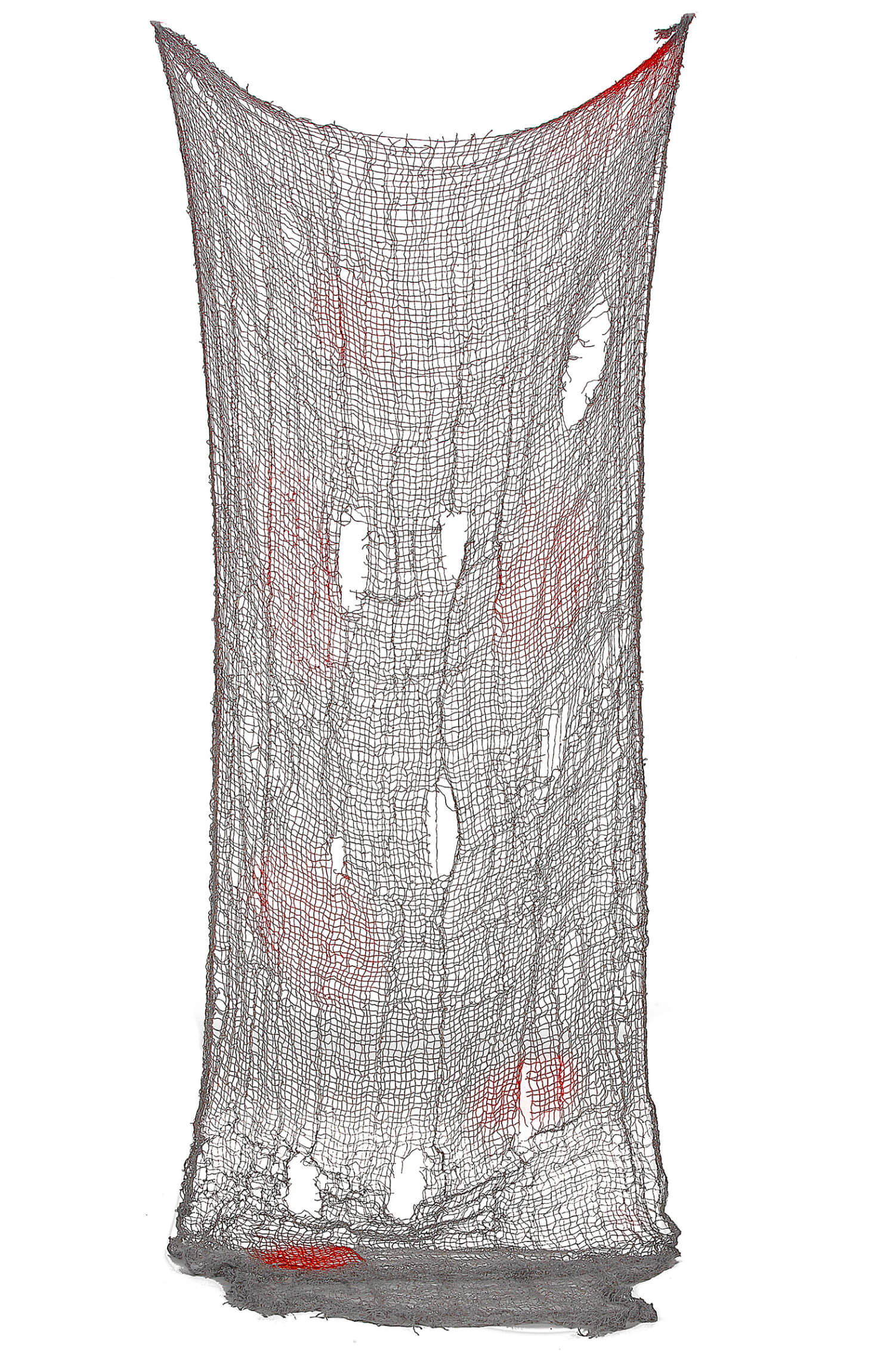 Blutiger Fetzenumhang, grau-rot, 75 x 150 cm