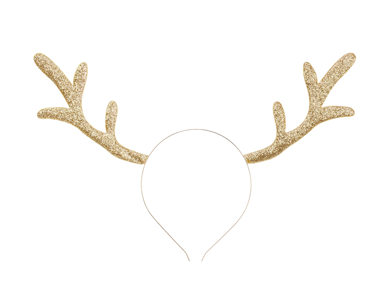 Haarreif Rentierohren in Gold mit Glitzer