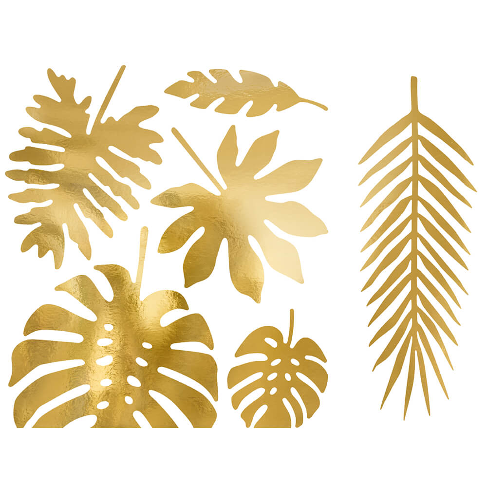 Dekoration Set Aloha - tropische Blätter, 21-teilig, gold