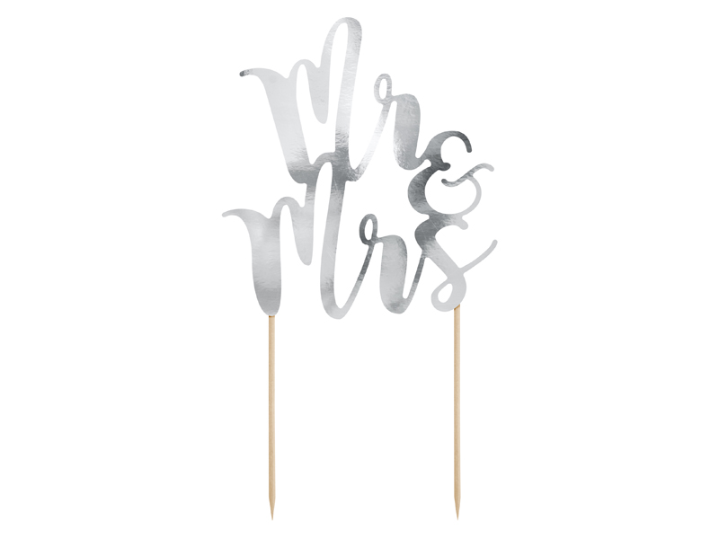 Tortenaufsatz Mr & Mrs, Silber, 25,5 cm