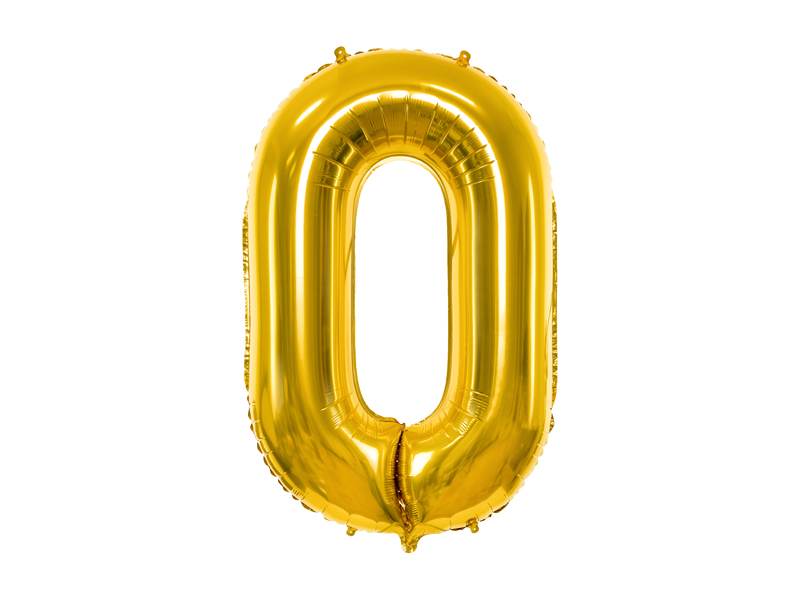 Folienballon Zahl 0, Gold 86cm