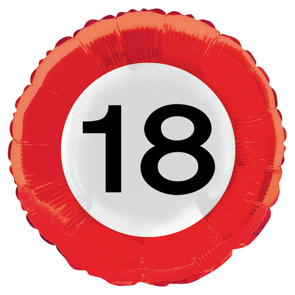 Rundballon Zahl 18 Rot, Weiß