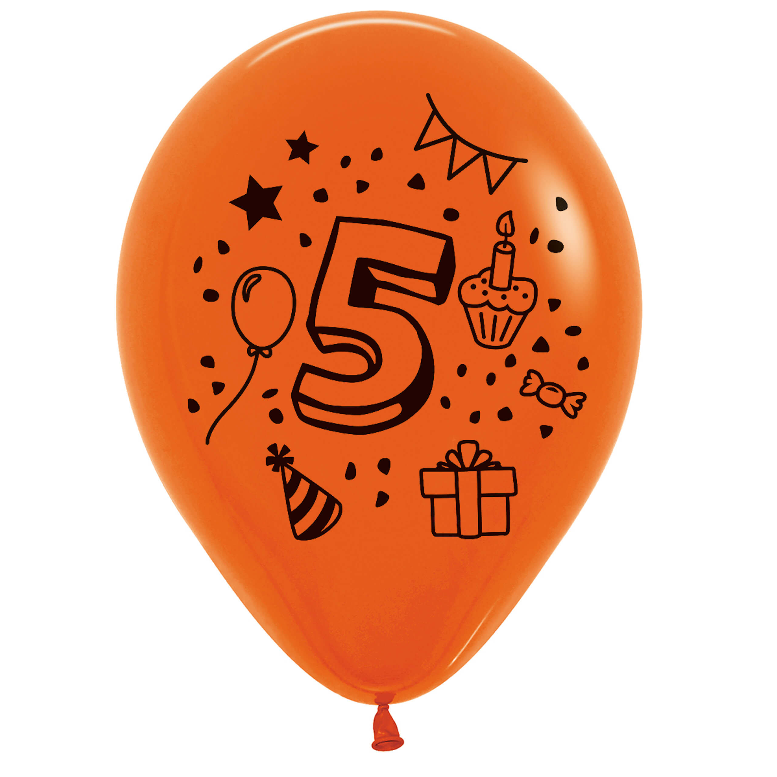 7x Luftballon Zahl 5 bunt Ø 30 cm