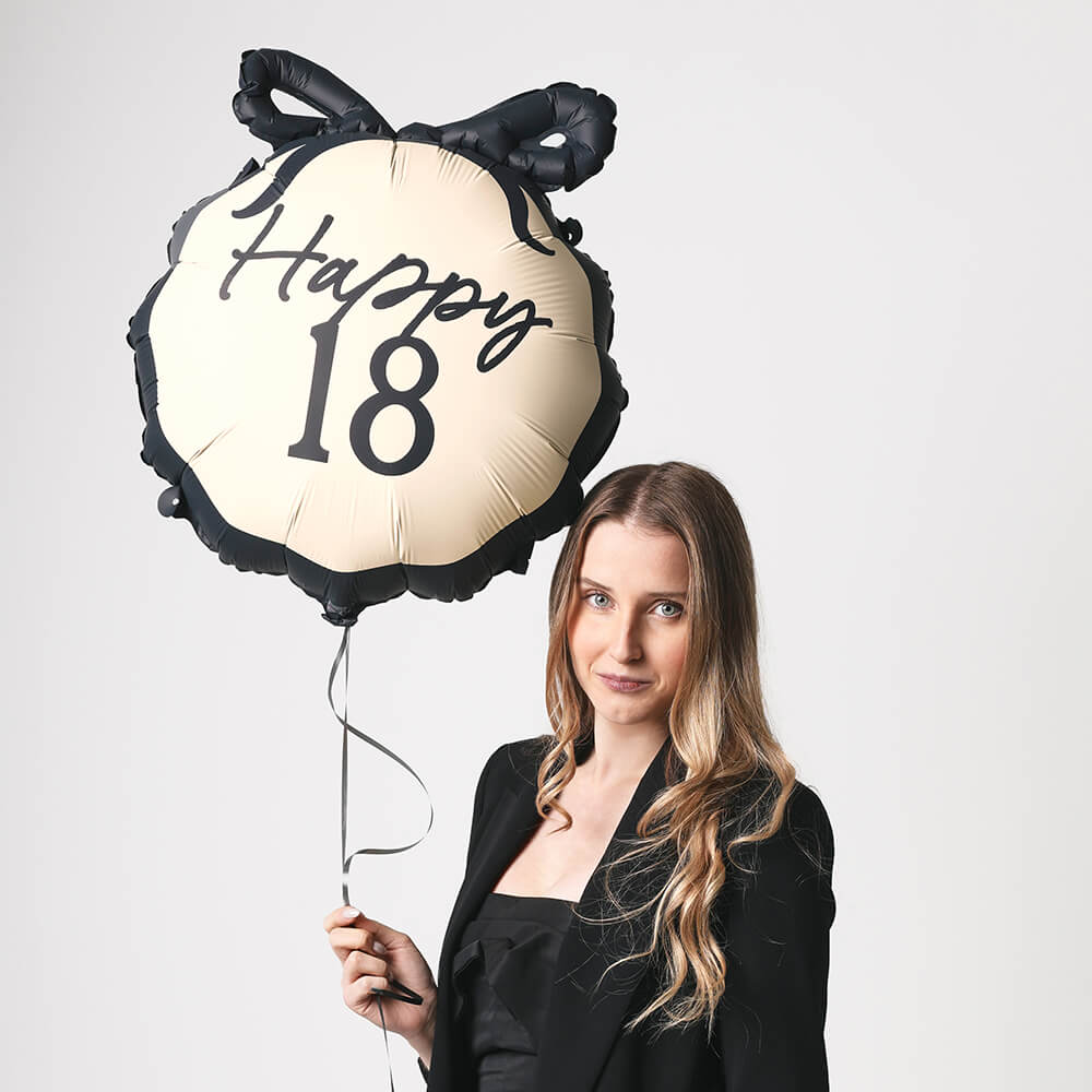 Folienballon Happy 18, 45 cm