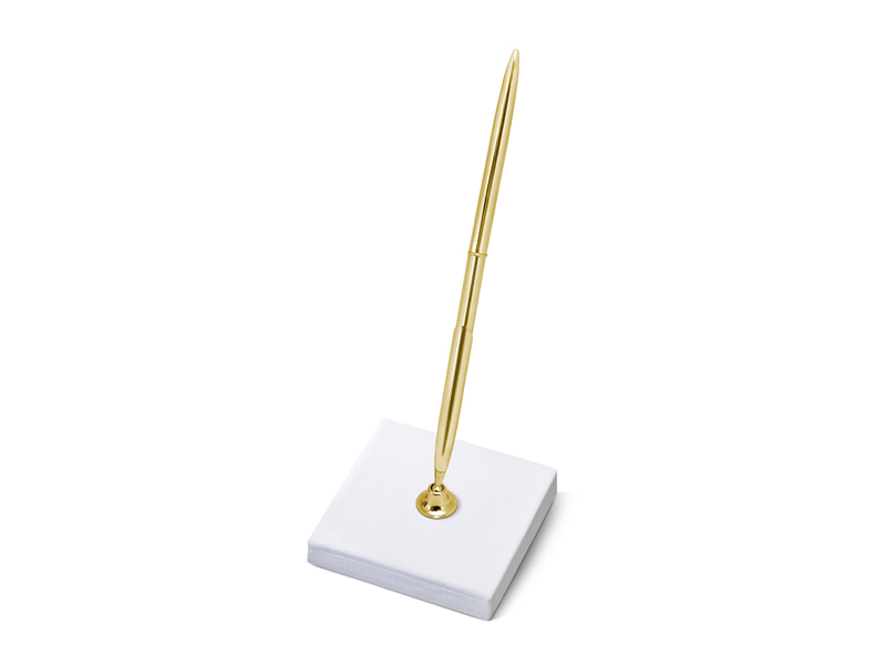 Goldstift mit Stifthalter, 8 x 8 x 16,5 cm.