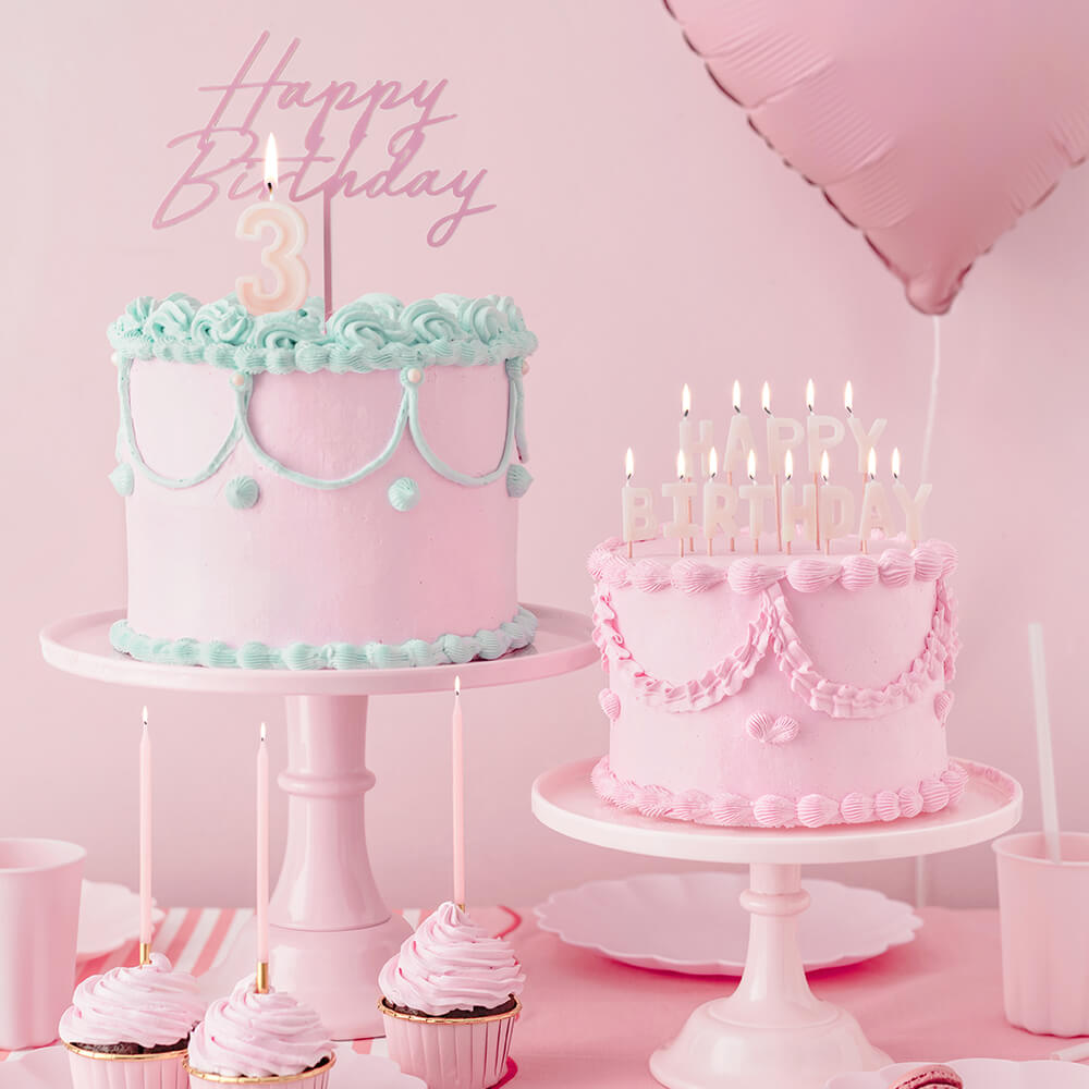 Geburtstagskerzen Happy Birthday Mix 2,5cm, Rosa