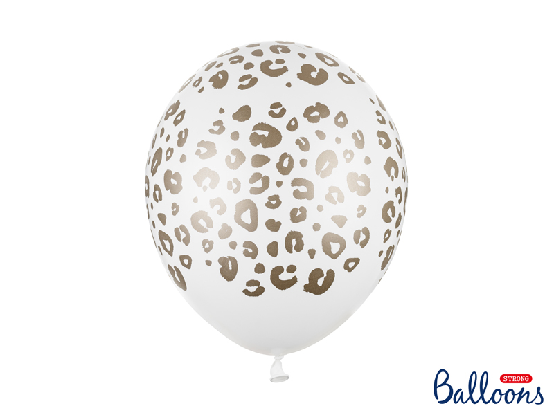 Luftballon Weiß / Goldene Punkten 30cm, 50Stk
