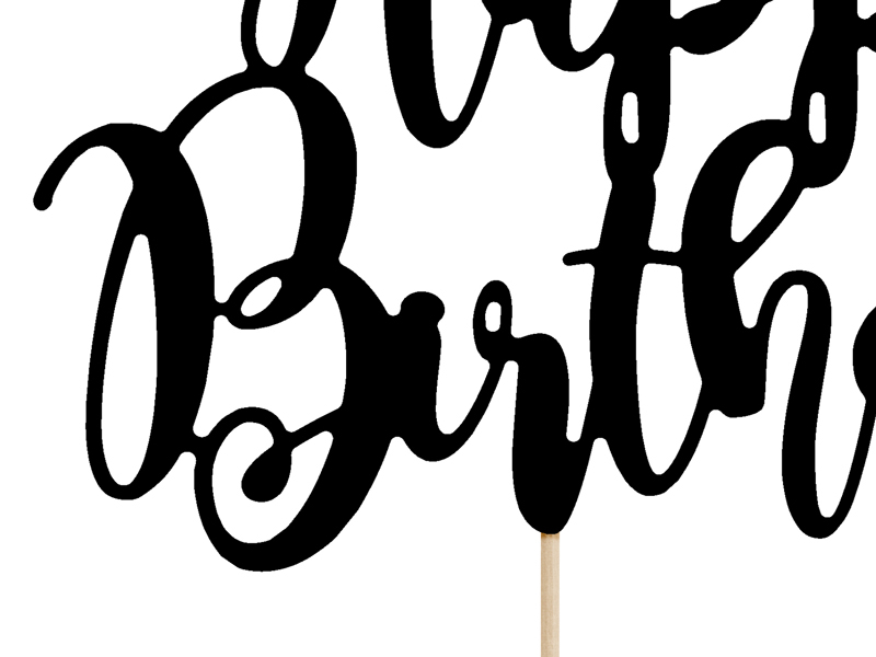 Tortenaufsatz Happy Birthday, schwarz, 22,5 cm