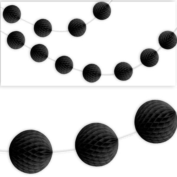 Wabenball Girlande Schwarz 2 Meter